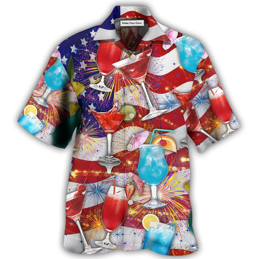 Cocktail Independence Day American Celebration Hawaiian Shirt For Beach Parties And Weekend Getaways