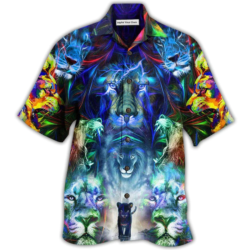 Colorful Lion Hawaiian Shirt For Beach Getaways Resort Outings And Thoughtful Gifting