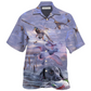 Purple Duck Hunting Sky Hawaiian Shirt Pattern View For Relaxed Warm Weather Outfits