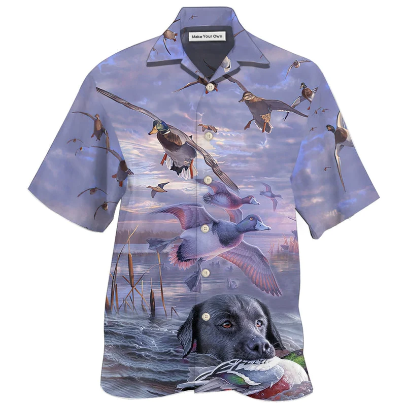 Purple Duck Hunting Sky Hawaiian Shirt Pattern View For Relaxed Warm Weather Outfits