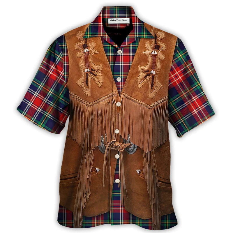 Christmas Santa String Sleeveless Leather Hawaiian Shirt For Vacation Days And Relaxed Coastal Outings