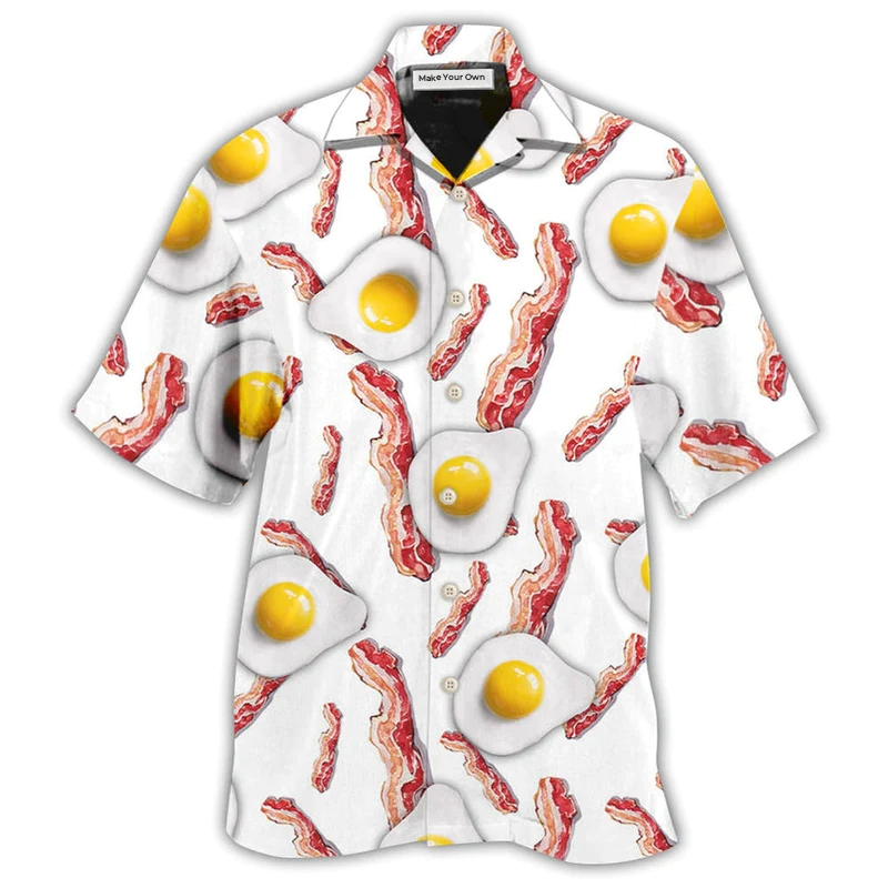Food Bacon Egg Collection Hawaiian Shirt Pattern View For Relaxed Warm Weather Outfits