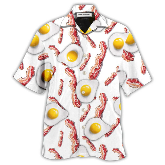 Food Bacon Egg Collection Hawaiian Shirt Pattern View For Relaxed Warm Weather Outfits