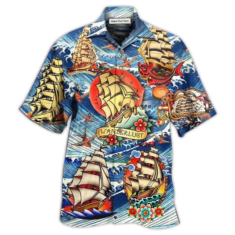 Sailing Somewhere Stars Kiss Ocean Hawaiian Shirt Design View For Resort Travel And Thoughtful Gifting