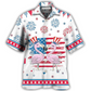 Flamingo Independence Day Star American Hawaiian Shirt Pattern View For Lightweight Everyday Style