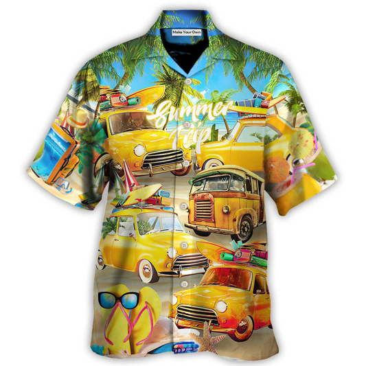 Ocean Summer Classic Car Hawaiian Shirt For Resort Travel Summer Outings And Casual Gatherings