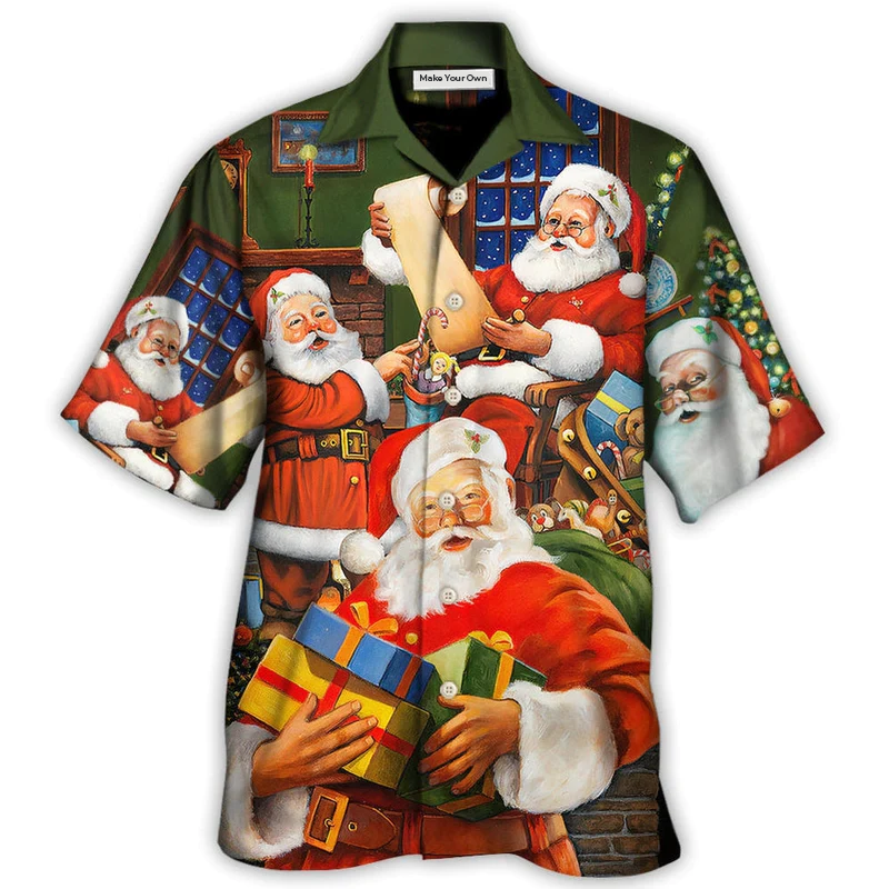 Festive Christmas Gift Hawaiian Shirt Pattern View For Relaxed Warm Weather Outfits