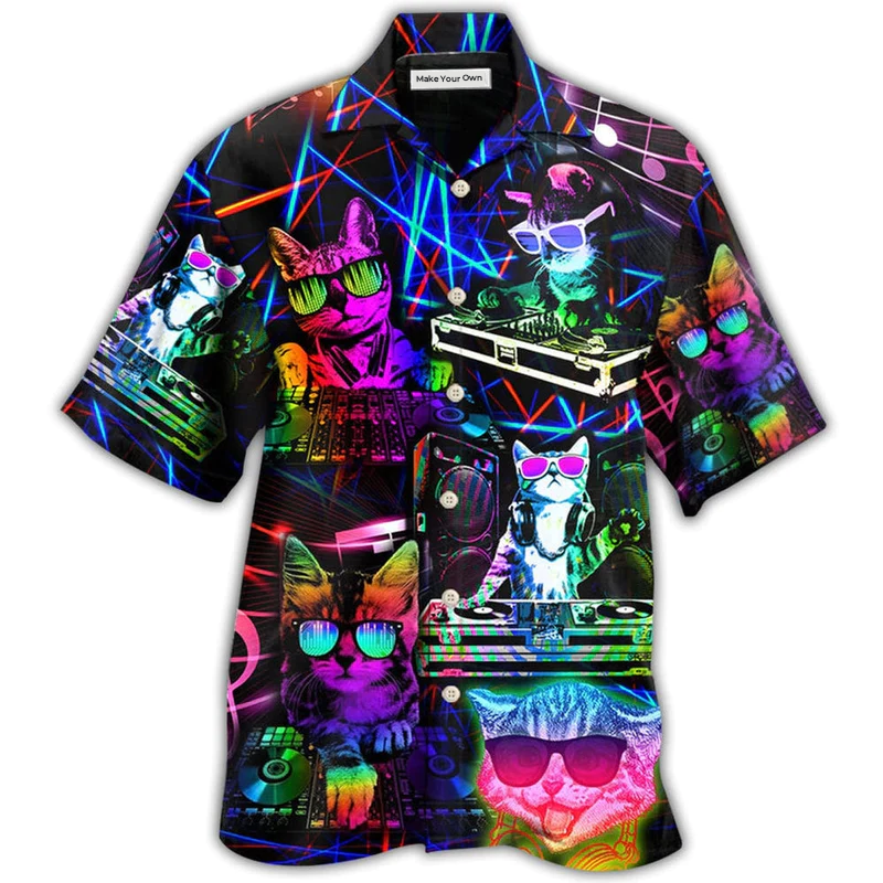 Cat DJ Music Hawaiian Shirt For Beach Parties And Weekend Getaways