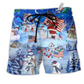 America Merry Xmas Funny Hawaiian Print Beach Shorts For Festive Outdoor Style