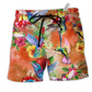 Hummingbird Love Flowers Beautiful Hawaiian Beach Shorts For Tropical Vacation Wear