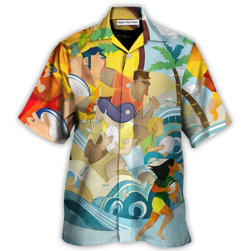 Rugby Beach Family Hawaiian Shirt Tropical Styling View For Coastal Travel