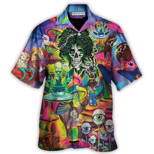 Bohemian Skull Hawaiian Shirt Design Detail For Beach Days And Holiday Travel