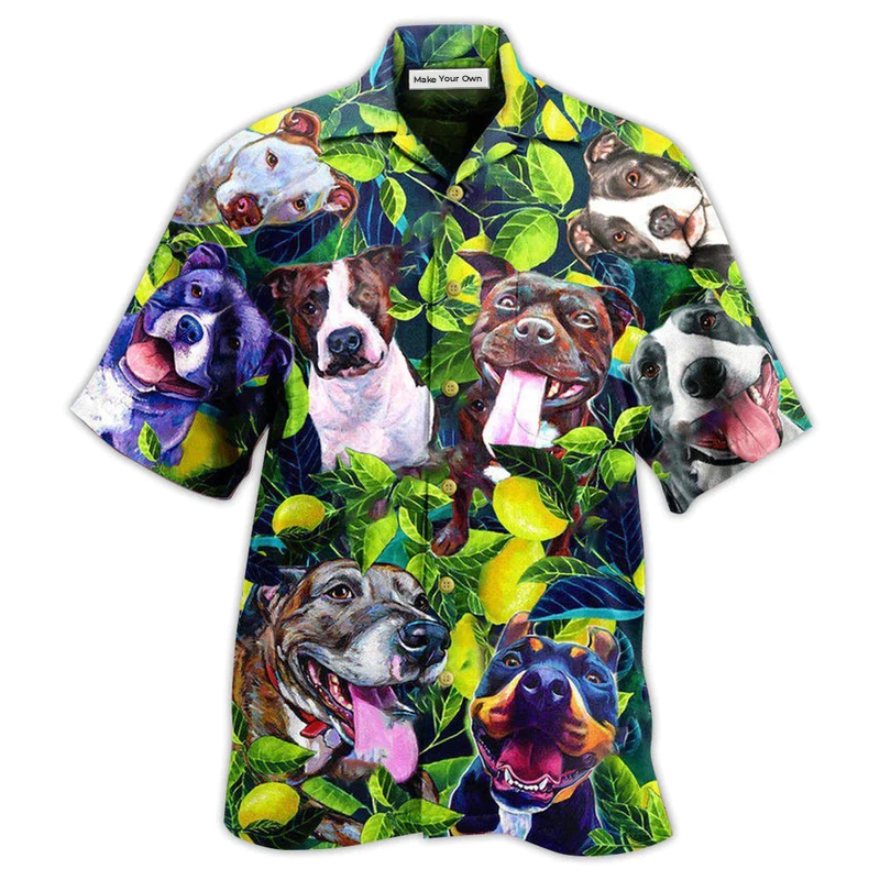 Pitbull Lemon Tree Hawaiian Shirt Design View For Casual Summer Styling