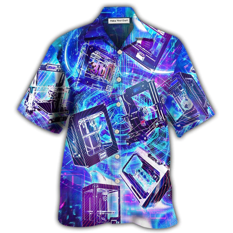3D Printing Modern Hawaiian Shirt Pattern Detail For Summer Holidays And Outdoor Fun