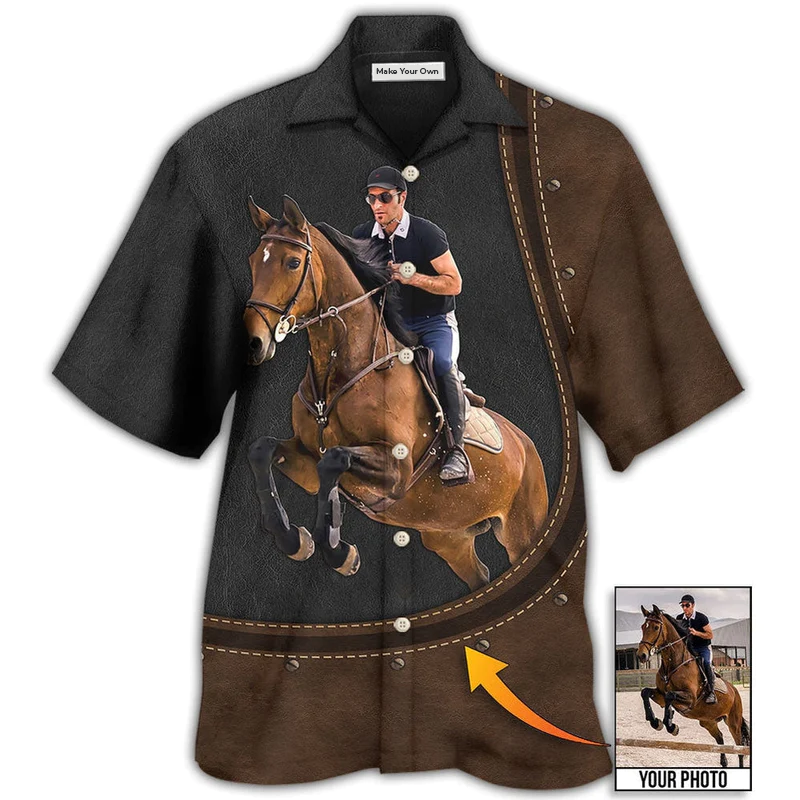 Horse Riding Leather Custom Photo Hawaiian Shirt Pattern View For Lightweight Everyday Style