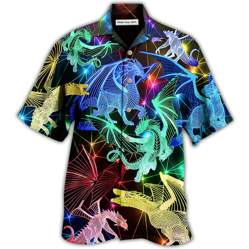 Neon Dragon Hawaiian Shirt For Coastal Adventures And Warm Weather Wear