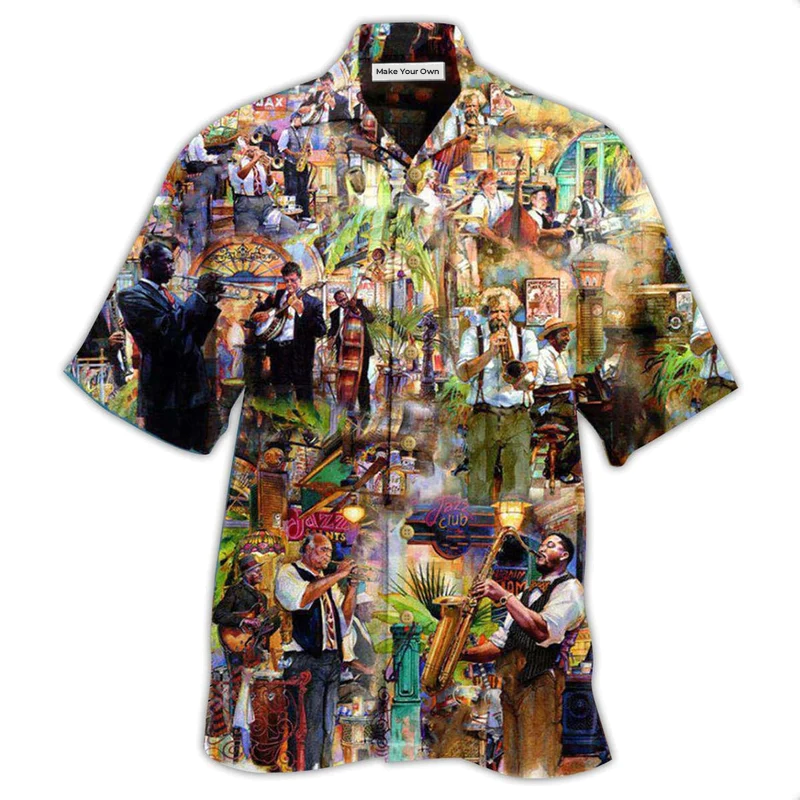 Classic Jazz Music Hawaiian Shirt For Coastal Trips Outdoor Events And Relaxed Summer Wear
