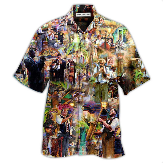 Classic Jazz Music Hawaiian Shirt For Coastal Trips Outdoor Events And Relaxed Summer Wear