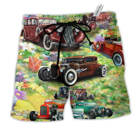 Hot Rod Life Is Too Short To Drive Boring Cars Beach Shorts For Outdoor Adventures And Comfort
