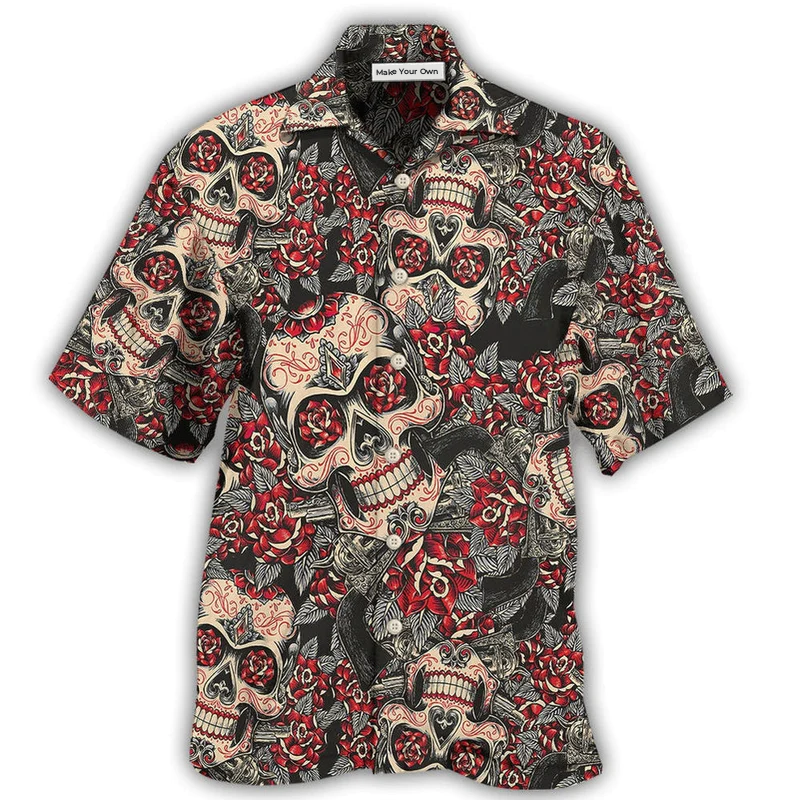 Floral Skull Hawaiian Shirt For Resort Holidays Beach Travel And Relaxed Casual Fashion