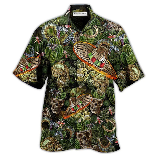 Skull Cactus Hawaiian Shirt Design View For Resort Travel And Thoughtful Gifting