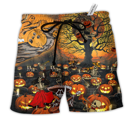 Halloween Skull Darkness Overnight Hawaiian Beach Shorts For Striking Resort Looks