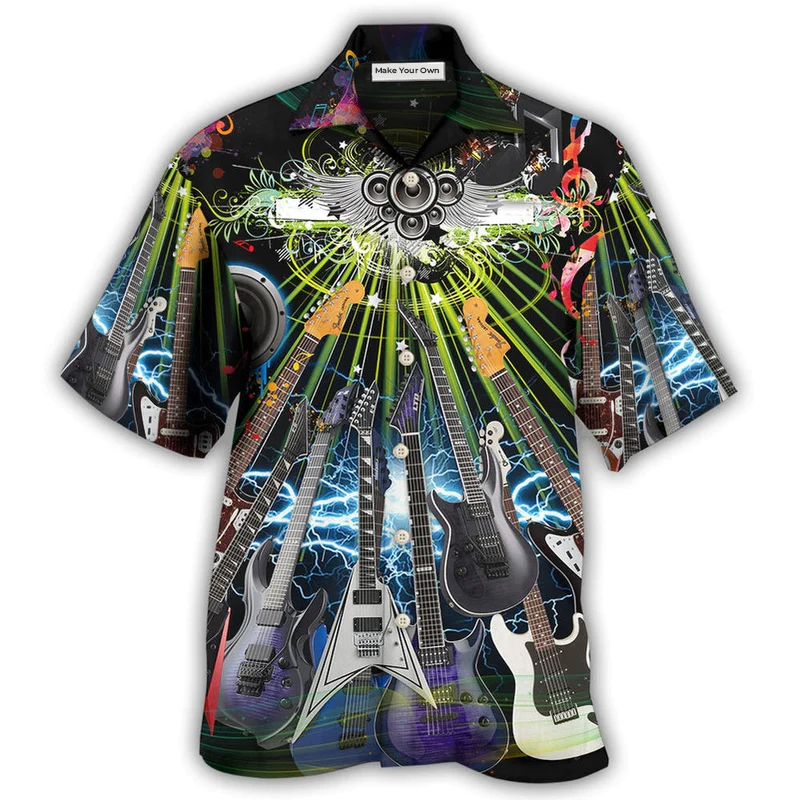 Guitar Hawaiian Shirt For Vacation Getaways Resort Wear And Casual Celebrations