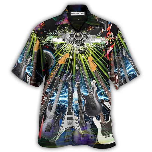 Guitar Hawaiian Shirt For Vacation Getaways Resort Wear And Casual Celebrations
