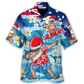 Summer Christmas July Dabbing Santa Hawaiian Shirt Graphic Artwork Detail For Coastal Travel