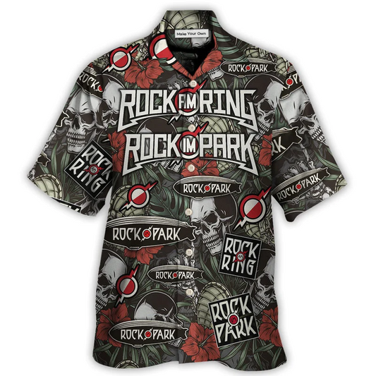 Rock Music Festival Hawaiian Shirt Relaxed Style View For Warm Weather Events