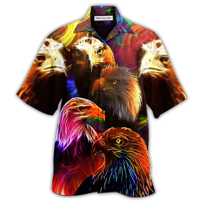 Neon Eagle And Farm Life Hawaiian Shirt For Coastal Vacations Warm Weather Events And Daily Style