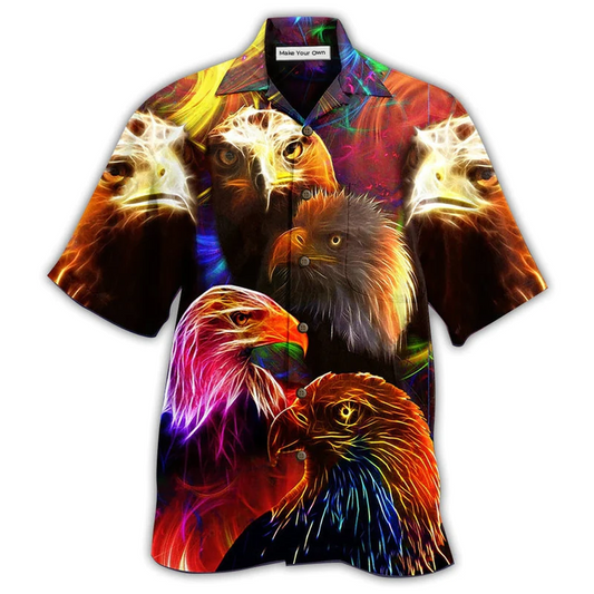 Neon Eagle And Farm Life Hawaiian Shirt For Coastal Vacations Warm Weather Events And Daily Style
