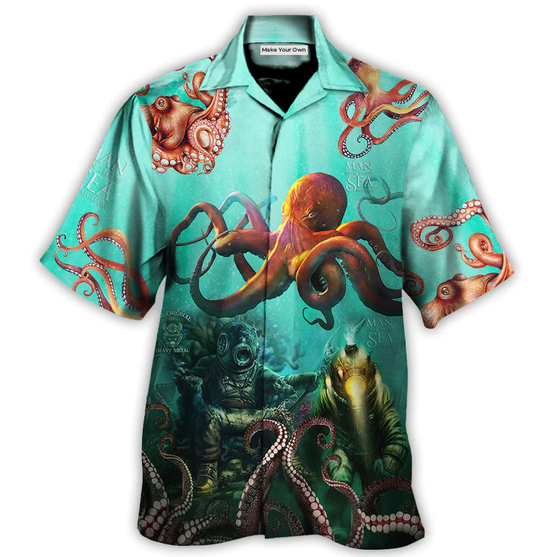 Octopus Custom Logo Unique Hawaiian Shirt Artwork View For Summer Travel