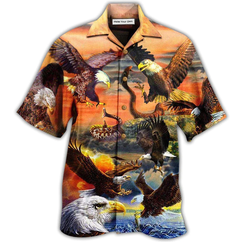 Sunset Eagle Hawaiian Shirt For Beach Vacations Casual Parties And Warm Weather Style