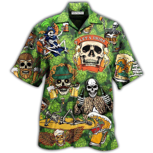 Skull Beer Hawaiian Shirt For Coastal Adventures And Warm Weather Wear