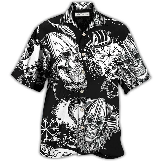 Black Viking Warrior Hawaiian Shirt For Summer Events Coastal Travel And Comfortable Styling