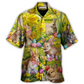 Floral Easter Rabbit Relaxed Landscape Hawaiian Shirt Collar And Front View For Outdoor Gatherings