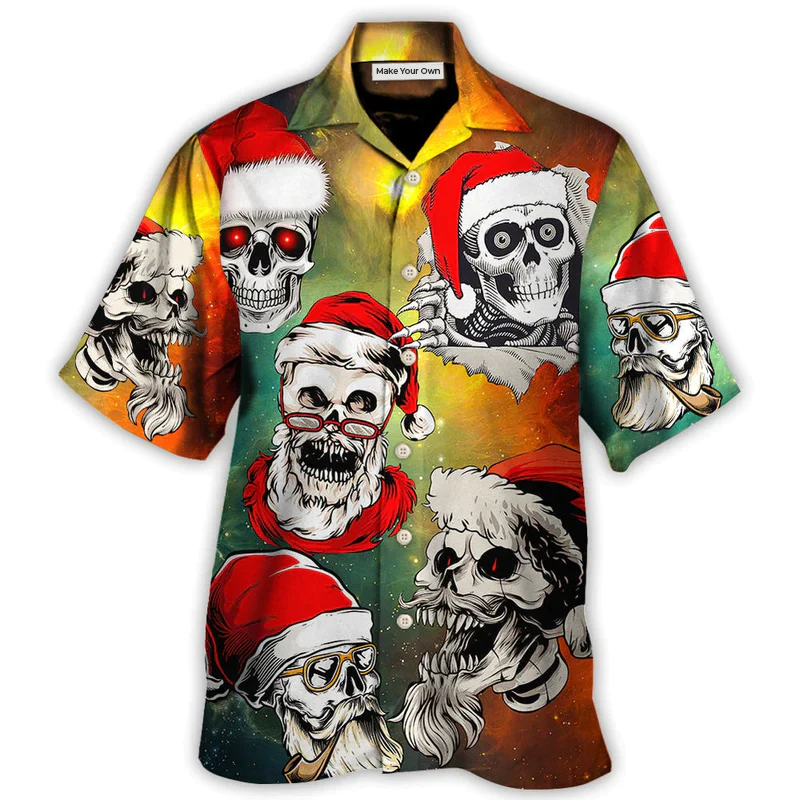 Galaxy Christmas Santa Hawaiian Shirt Summer Design Detail For Vacation Style