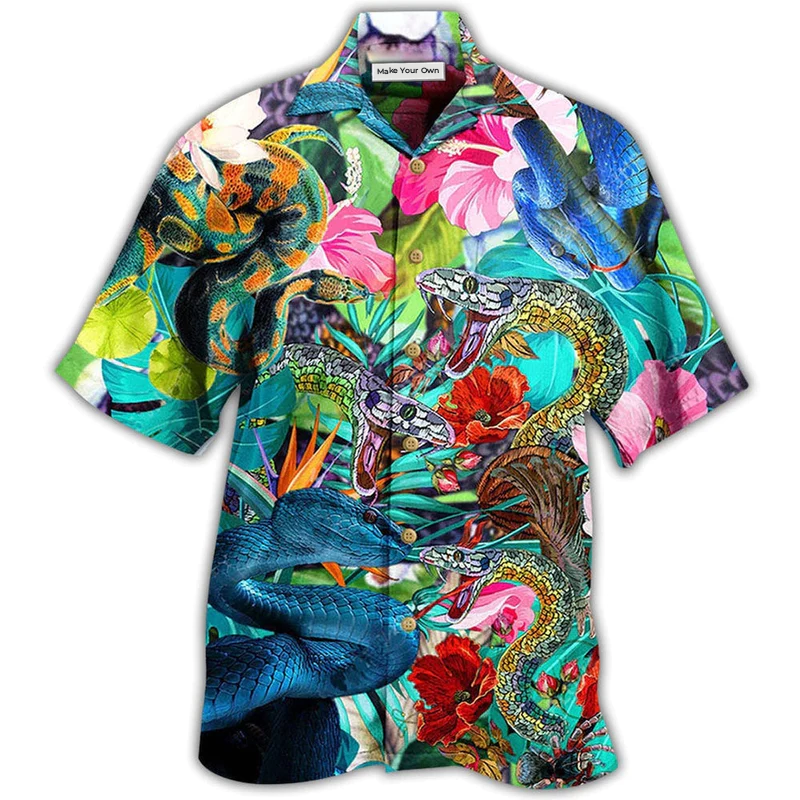 Snake Hawaiian Shirt For Tropical Holiday Resort Parties And Everyday Style