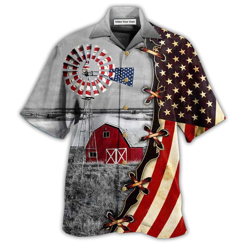 Patriotic Farm Life Hawaiian Shirt For Warm Weather Adventures Parties And Daily Comfort