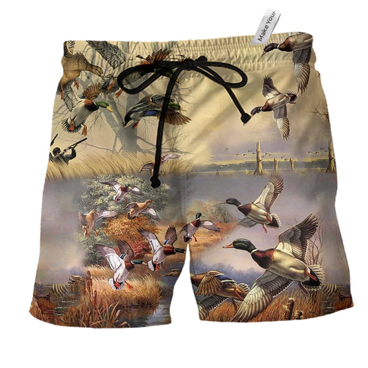 Vintage Duck Beach Shorts For Beach Days And Leisure And Relaxation