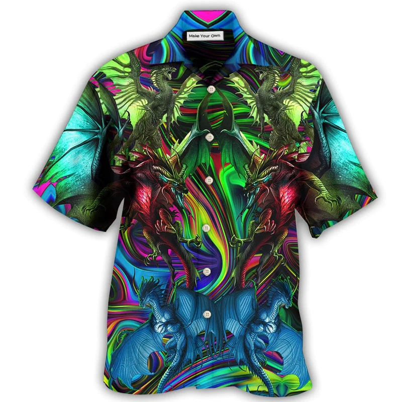 Colorful Dragon Hawaiian Shirt Artwork View For Weekend Travel And Beach Style