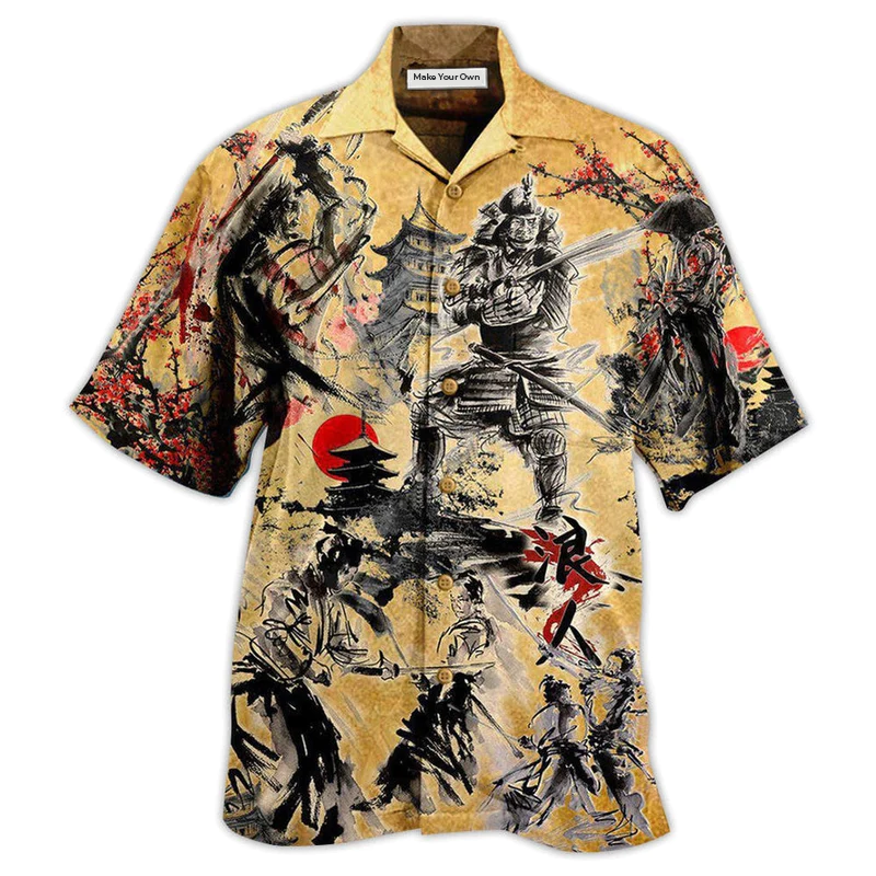 Samurai Death Hawaiian Shirt Design View For Casual Summer Styling