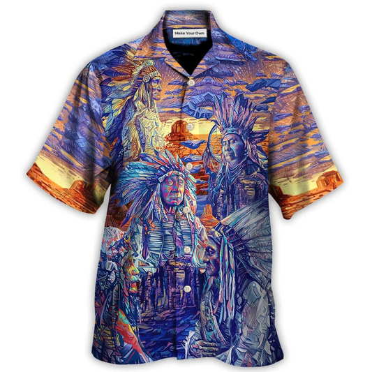Bohemian American Chief Respect Nature Hawaiian Shirt Artwork Detail For Resort Trips And Outdoor Activities