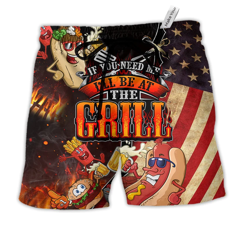 Food Barbecue I Will Be At The Grill Hawaiian Beach Shorts For Sunny Outdoor Celebrations