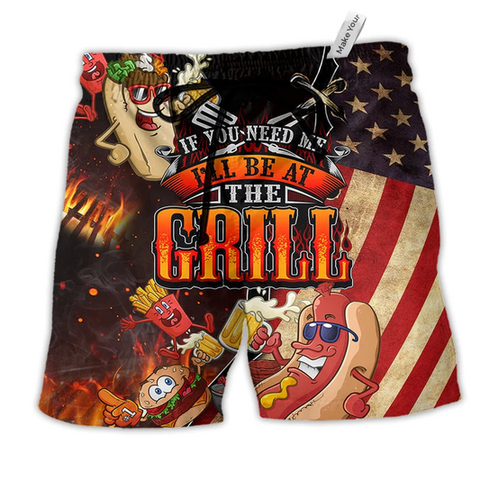 Food Barbecue I Will Be At The Grill Hawaiian Beach Shorts For Sunny Outdoor Celebrations