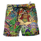 Hippie Feel Freedom From Smoking Hawaiian Print Beach Shorts For Outdoor Gatherings And Comfort