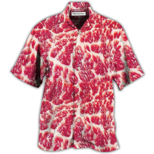 Funny Food Raw Meat Hawaiian Shirt Pattern View For Lightweight Everyday Style