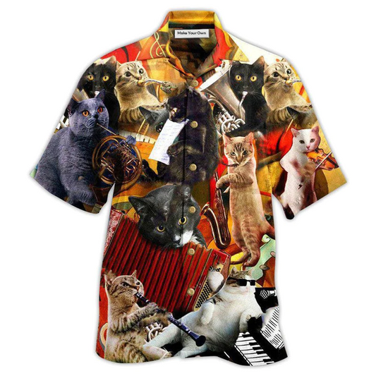 Cat Vibes Cats Music Hawaiian Shirt For Summer Events And Casual Outdoor Wear