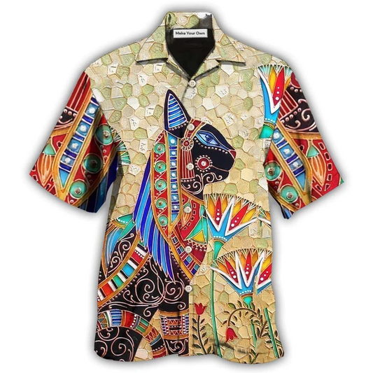 Ancient Egyptian And Cat Hawaiian Shirt For Coastal Trips Outdoor Events And Relaxed Summer Wear